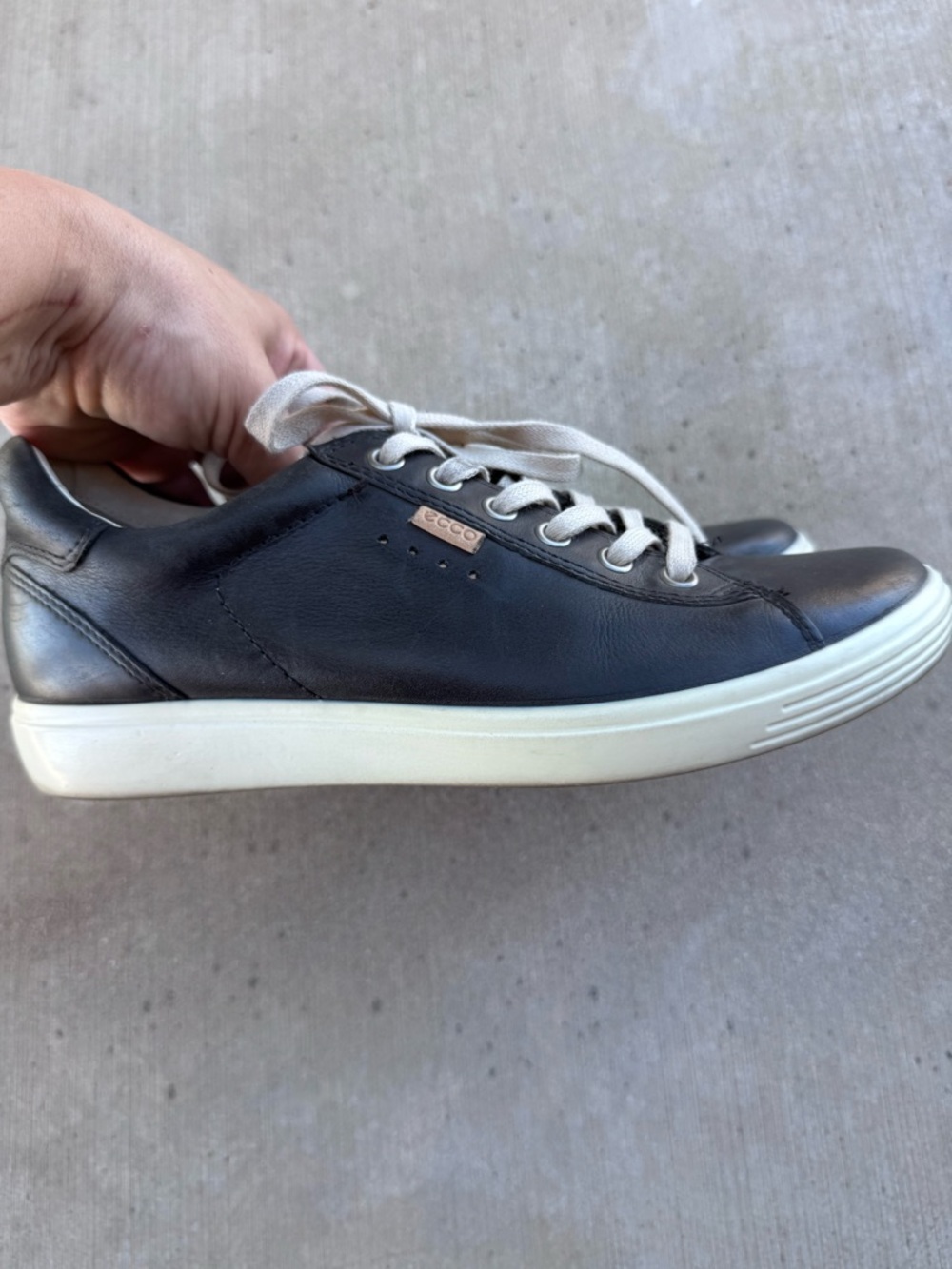 ECCO Shoes Soft 7 Comfort Low Sneakers Black Leather Womens 39 US 8 Casual Shoes